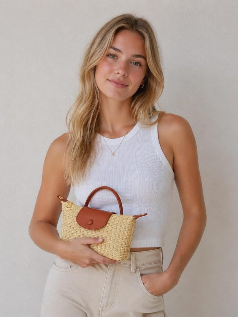 Mini Top Handle Purse for Women Small Summer Straw Beach Crossbody Bags for Lady - Picture 2 of 7